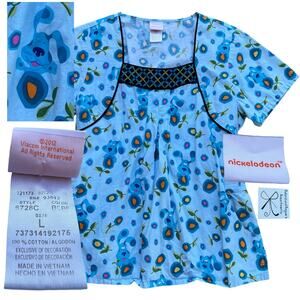 Viacom Nickelodeon Nick Jr. Blue's Clues 2012 100% Cotton Scrub Top Sz L
